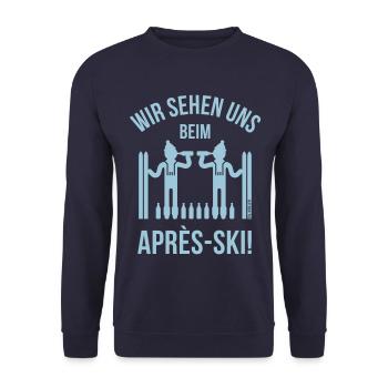 Wir Sehen Uns Beim Après-Ski! (Bier / Ski / Party) - Unisex Pullover - Navy - Vorne - Alina (178cm) & Michal (187cm)