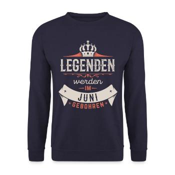 Legenden werden im Juni gebohren - Unisex Pullover - Navy - Vorne - Alina (178cm) & Michal (187cm)