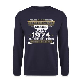 Vintage July 1974 Vintage 1974 50th Birthday 74 - Unisex Sweatshirt - navy - Front - Alina (178cm) & Michal (187cm)