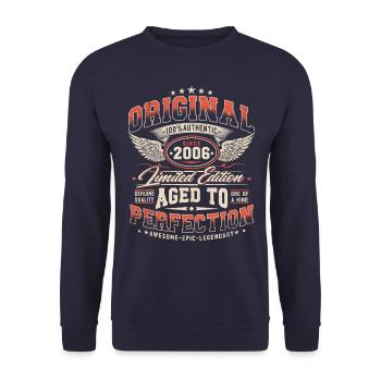 Jahrgang 2006 Vintage Retro Geburtstag Geschenk - Unisex Pullover - Navy - Vorne - Alina (178cm) & Michal (187cm)