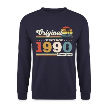 Original 1990 Vintage 1990 34th Birthday 1990 - Unisex Sweatshirt - navy - Front - Alina (178cm) & Michal (187cm)