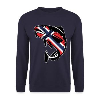 Norwegen Angeln - Unisex Pullover - Navy - Vorne - Alina (178cm) & Michal (187cm)