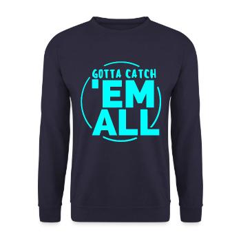 GOTTA CATH 'EM ALL - Unisex Pullover - Navy - Vorne - Alina (178cm) & Michal (187cm)