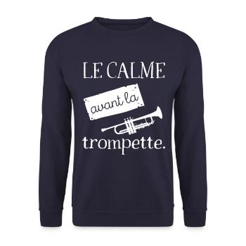 Le calme avant la trompette humourj eu de mots - Sweat-shirt Unisexe - marine - Devant - Alina (178cm) & Michal (187cm)