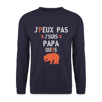 J peux pas je suis papa ours - Sweat-shirt Unisexe - marine - Devant - Alina (178cm) & Michal (187cm)