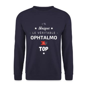 le véritable Ophtalmo au top - Sweat-shirt Unisexe - marine - Devant - Alina (178cm) & Michal (187cm)