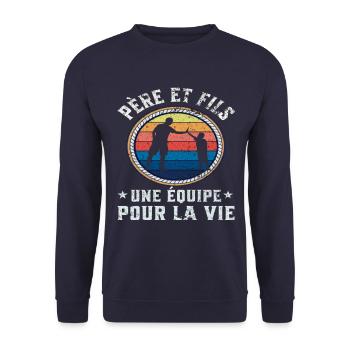 Père et fils une équipe pour la vie cadeau père - Sweat-shirt Unisexe - marine - Devant - Alina (178cm) & Michal (187cm)