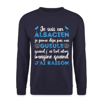 Je suis un Alsacien humour Alsace cadeau - Sweat-shirt Unisexe - marine - Devant - Alina (178cm) & Michal (187cm)