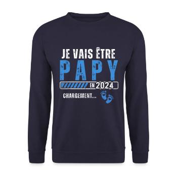Je vais être papy en 2024 annonce naissance cadeau - Sweat-shirt Unisexe - marine - Devant - Alina (178cm) & Michal (187cm)