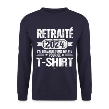 Retraité 2024 humour retraite cadeau pour retraité - Sweat-shirt Unisexe - marine - Devant - Alina (178cm) & Michal (187cm)