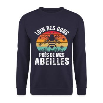 Loin des cons près de mes abeilles apiculteur - Sweat-shirt Unisexe - marine - Devant - Alina (178cm) & Michal (187cm)