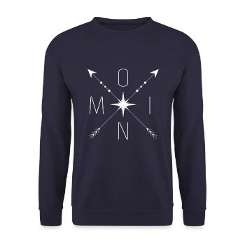 Stylish MOIN design with compass - Unisex Sweatshirt - navy - Front - Alina (178cm) & Michal (187cm)