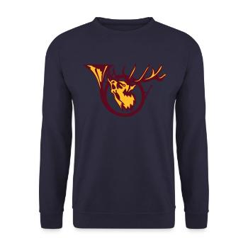 cerf logo cor de chasse hunt deer 1 - Sweat-shirt Unisexe - marine - Devant - Alina (178cm) & Michal (187cm)