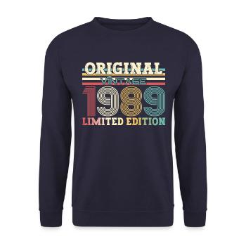 35ème Anniversaire Original 1989 Millésime 1989 - Sweat-shirt Unisexe - marine - Devant - Alina (178cm) & Michal (187cm)