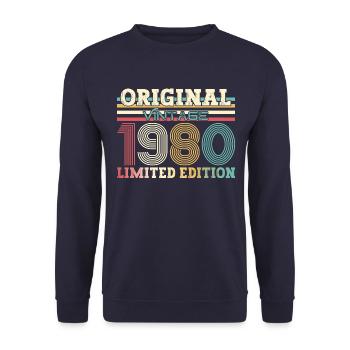 44ème Anniversaire Original 1980 Millésime 1980 - Sweat-shirt Unisexe - marine - Devant - Alina (178cm) & Michal (187cm)