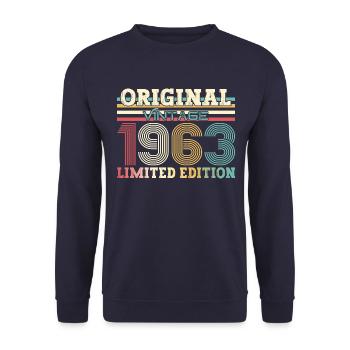 61 . Anniversaire Original 1963 Millésime 1963 - Sweat-shirt Unisexe - marine - Devant - Alina (178cm) & Michal (187cm)