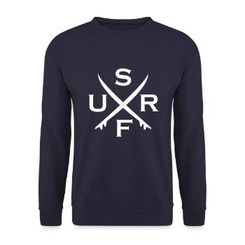 surf planches de surf surfeurs surf surf - Sweat-shirt Unisexe - marine - Devant - Alina (178cm) & Michal (187cm)