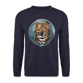 Leopard - Unisex Pullover - Navy - Vorne - Alina (178cm) & Michal (187cm)