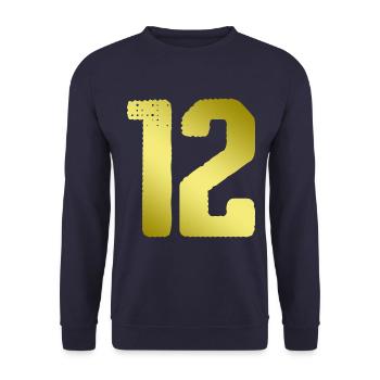 12 Zahl Trikot - Unisex Pullover - Navy - Vorne - Alina (178cm) & Michal (187cm)