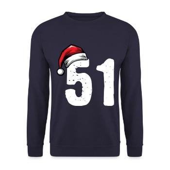 51 Zahl Weihnachten - Unisex Pullover - Navy - Vorne - Alina (178cm) & Michal (187cm)