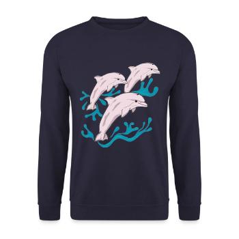Three dolphins - Unisex Sweatshirt - navy - Front - Alina (178cm) & Michal (187cm)