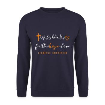 Fight Leukemia Blood Cancer Survivor awareness - Unisex Sweatshirt - navy - Front - Alina (178cm) & Michal (187cm)