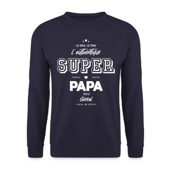 L authentique super papa génial - Sweat-shirt Unisexe - marine - Devant - Alina (178cm) & Michal (187cm)
