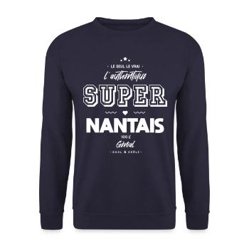 L authentique super nantais génial - Sweat-shirt Unisexe - marine - Devant - Alina (178cm) & Michal (187cm)