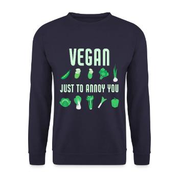 Vegan Just To Annoy You Funny Veganism Vegetable - Unisex Pullover - Navy - Vorne - Alina (178cm) & Michal (187cm)