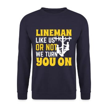 Lineman Funny Electrician Cable Lineman - Unisex Sweatshirt - navy - Front - Alina (178cm) & Michal (187cm)