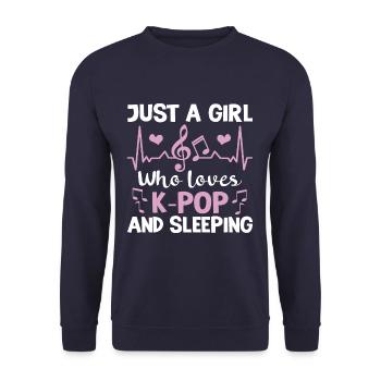 Just A Girl Who Loves K-Pop And Sleeping - Unisex Pullover - Navy - Vorne - Alina (178cm) & Michal (187cm)