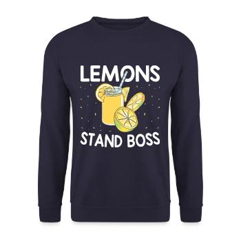 Lemonade Stand Boss Funny Lemon Juice Fruit - Unisex Sweatshirt - navy - Front - Alina (178cm) & Michal (187cm)