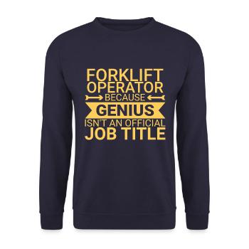 Forklift Operator Genius Forklift Driver - Unisex Pullover - Navy - Vorne - Alina (178cm) & Michal (187cm)