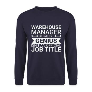 Warehouse Manager Genius - Unisex Pullover - Navy - Vorne - Alina (178cm) & Michal (187cm)