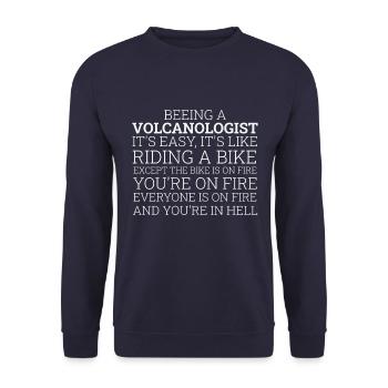 Volcanologist Riding A Bike Volcanology - Unisex Sweatshirt - navy - Front - Alina (178cm) & Michal (187cm)