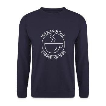 Vulkanologe Coffee Powered Vulkanologie - Unisex Pullover - Navy - Vorne - Alina (178cm) & Michal (187cm)
