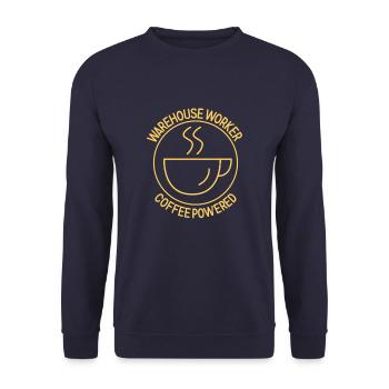 Warehouse Worker Coffee Powered - Unisex Pullover - Navy - Vorne - Alina (178cm) & Michal (187cm)
