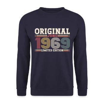 Original Juin 1969 Millésime 1969 Anniversaire 1969 - Sweat-shirt Unisexe - marine - Devant - Alina (178cm) & Michal (187cm)