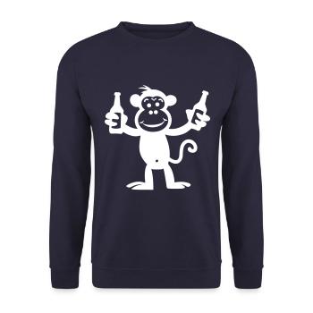 Monkey Party Bottle - Unisex Sweatshirt - navy - Front - Alina (178cm) & Michal (187cm)