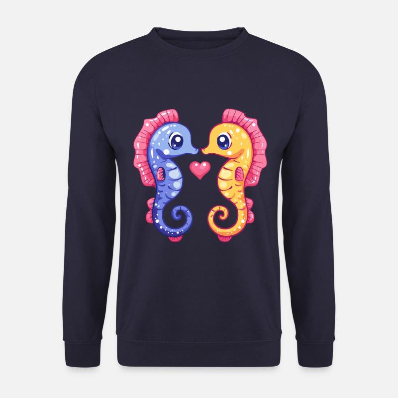 Couple d’hippocampes amour Saint-Valentin - Sweat-shirt Unisexe - marine