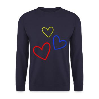 Herzen Bunt - Unisex Pullover - Navy - Vorne - Alina (178cm) & Michal (187cm)
