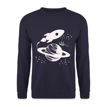 Astronaut - Space Rocket Universe Planet - Unisex Sweatshirt - navy - Front - Alina (178cm) & Michal (187cm)