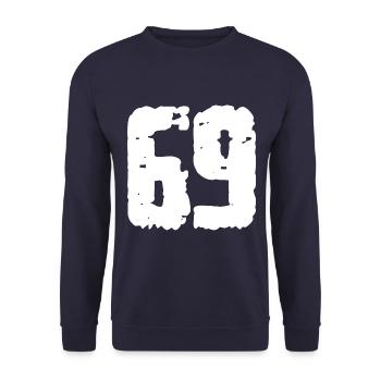 69 Zahl Vintage - Unisex Pullover - Navy - Vorne - Alina (178cm) & Michal (187cm)