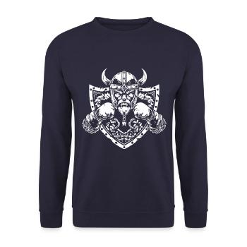Viking Boxer Boxing MMA - Unisex Sweatshirt - navy - Front - Alina (178cm) & Michal (187cm)