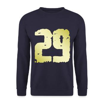29 Zahl Vintage - Unisex Pullover - Navy - Vorne - Alina (178cm) & Michal (187cm)