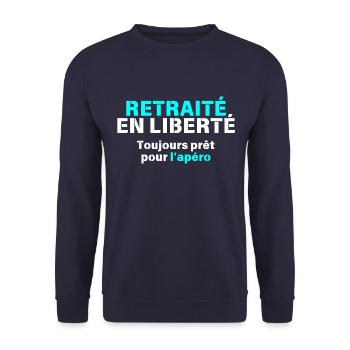 Retraités en liberté toujours prêts pour l'apéro - Sweat-shirt Unisexe - marine - Devant - Alina (178cm) & Michal (187cm)