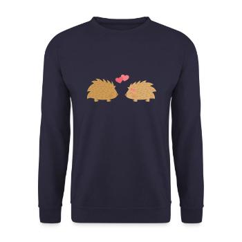 Nette Igel in der Liebe - Unisex Pullover - Navy - Vorne - Alina (178cm) & Michal (187cm)