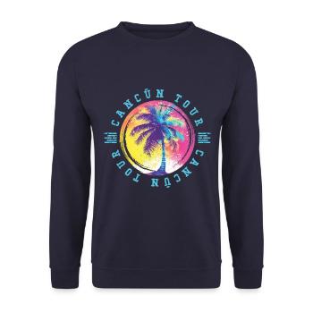 Cancun Tour Palm Trees Multicolored - Unisex Sweatshirt - navy - Front - Alina (178cm) & Michal (187cm)
