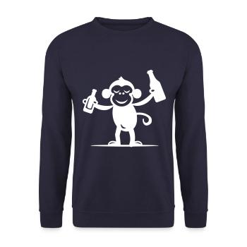 Party Affe Lustig - Unisex Pullover - Navy - Vorne - Alina (178cm) & Michal (187cm)