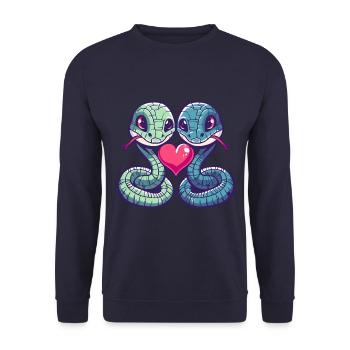 Serpent Cobra Couple Amour Saint Valentin - Sweat-shirt Unisexe - marine - Devant - Alina (178cm) & Michal (187cm)